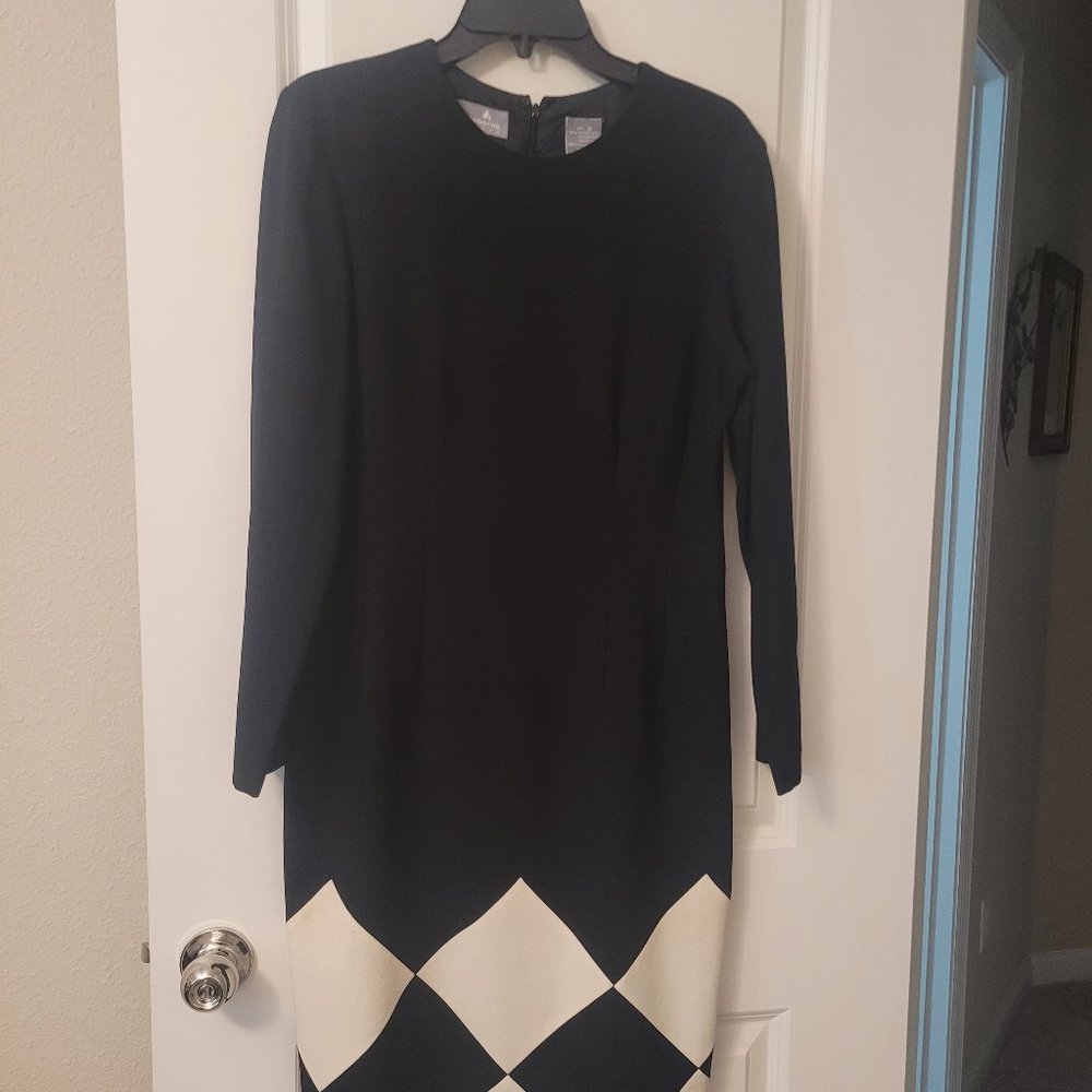 Liz Claiborne Vintage Dress, Black & Cream ( 8 )